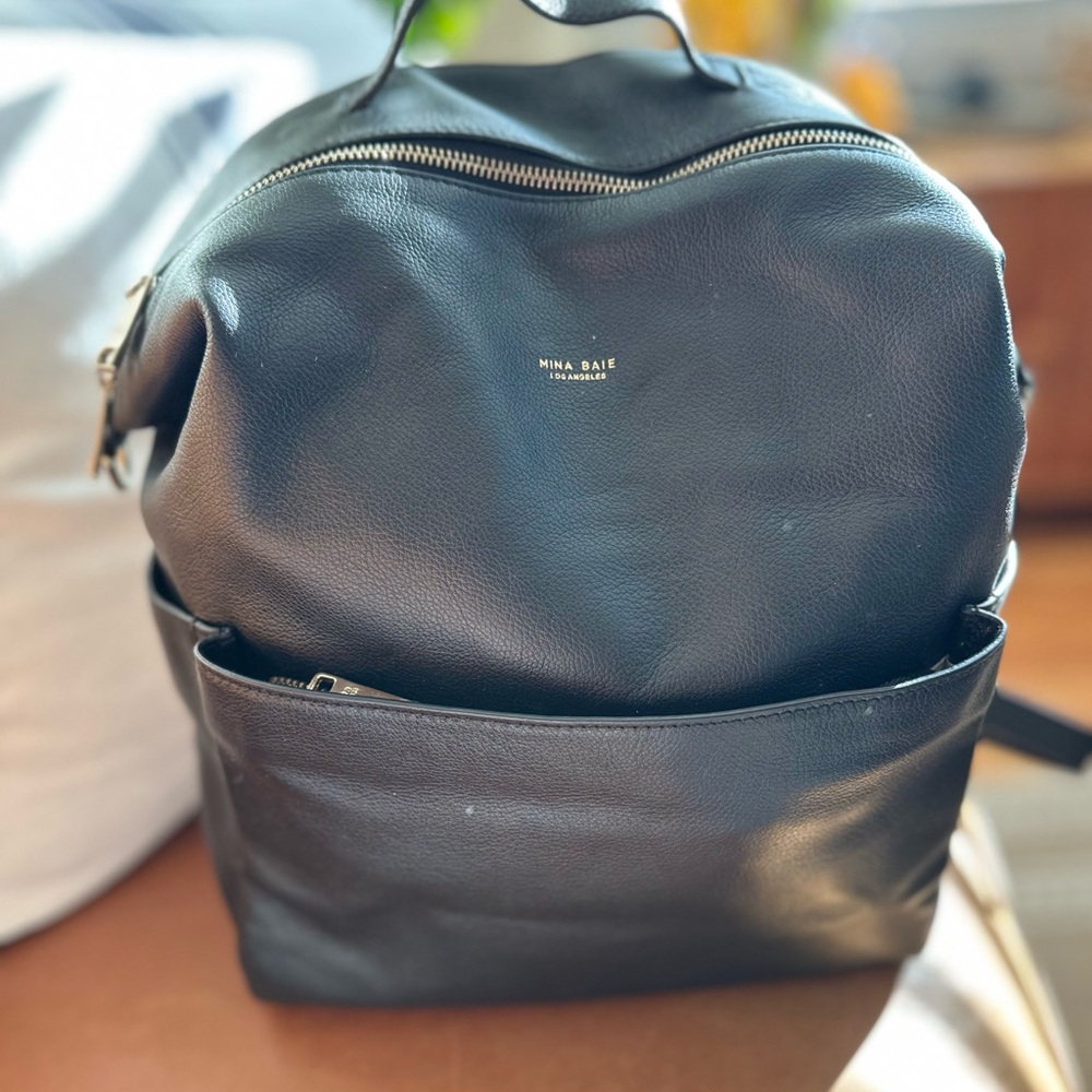 Mina Baie Black leather Stevie midi